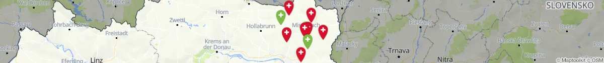 Kartenansicht für Apotheken-Notdienste in der Nähe von Asparn an der Zaya (Mistelbach, Niederösterreich)